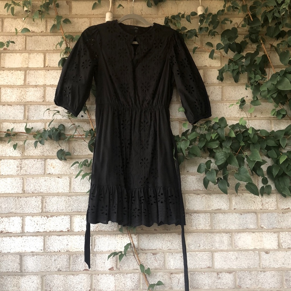 J Crew Black Eyelet Dress